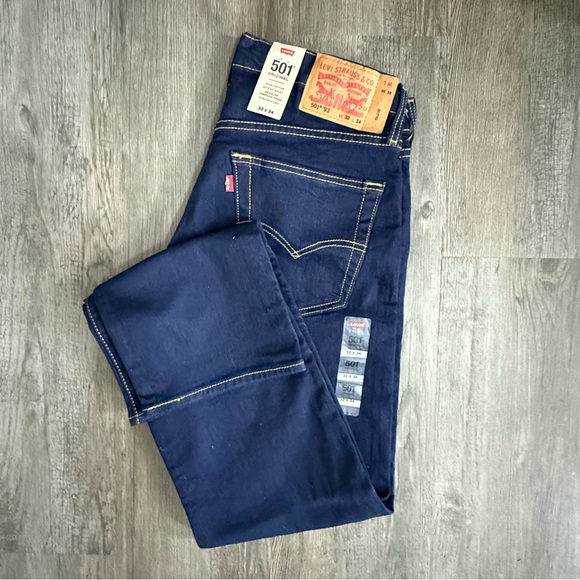 Levi's 501 Original Men's Straight Leg Button Fly Blue Jeans 32 x 34 - Picture 5 of 5